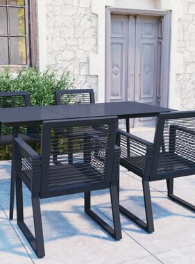 VidaXL 5-delige Tuinset PVC-rattan zwart