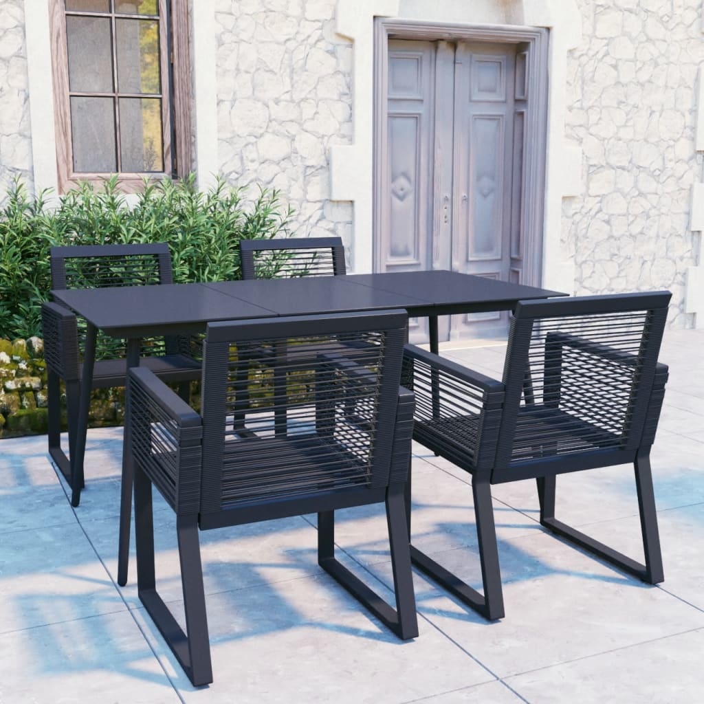VidaXL 5-delige Tuinset PVC-rattan zwart