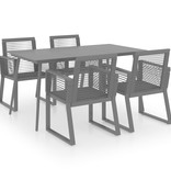 VidaXL 5-delige Tuinset PVC-rattan zwart