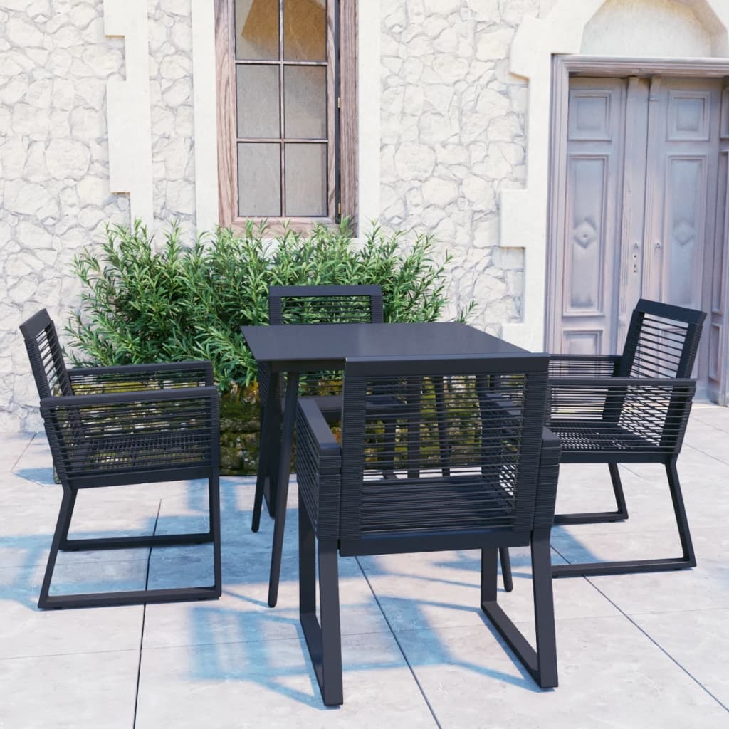 VidaXL 5-delige Tuinset PVC-rattan zwart