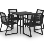 VidaXL 5-delige Tuinset PVC-rattan zwart