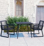 VidaXL 3-delige Tuinset PVC-rattan zwart