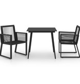 VidaXL 3-delige Tuinset PVC-rattan zwart