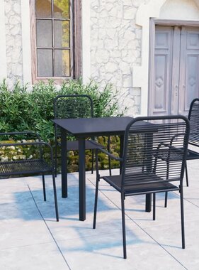 VidaXL 5-delige Tuinset glas en staal zwart