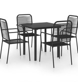 VidaXL 5-delige Tuinset glas en staal zwart
