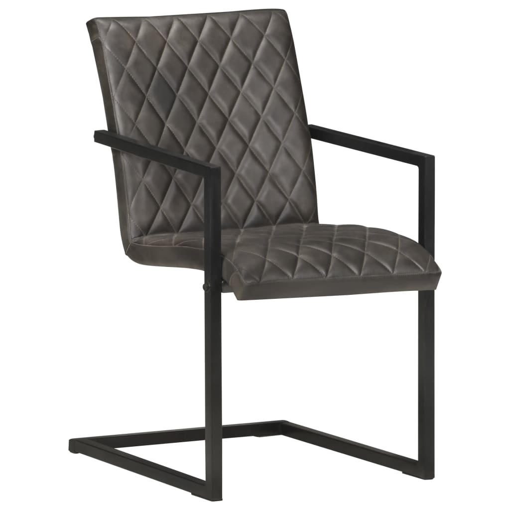 VidaXL Eetkamerstoelen 6 st echt leer grijs