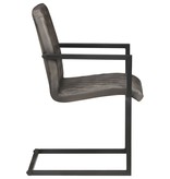 VidaXL Eetkamerstoelen 6 st echt leer grijs