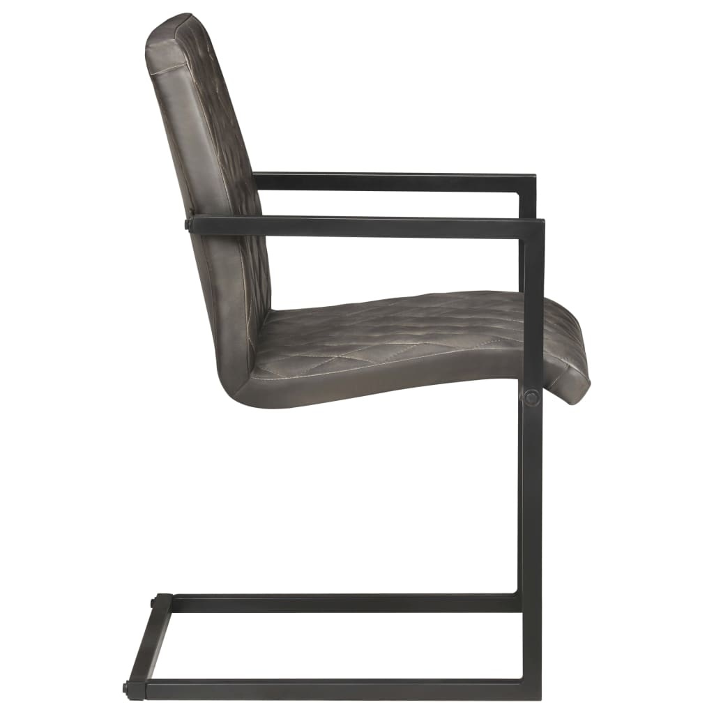 VidaXL Eetkamerstoelen 6 st echt leer grijs