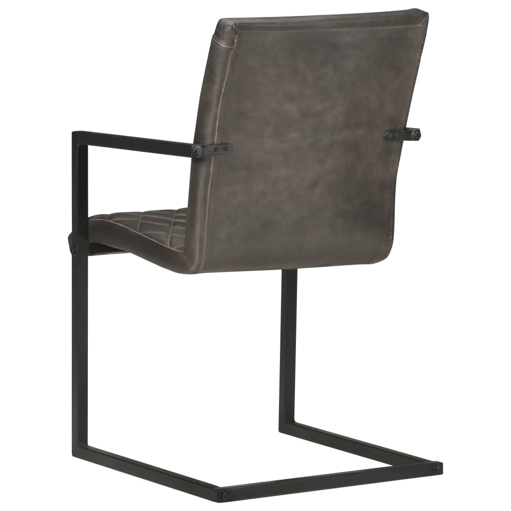 VidaXL Eetkamerstoelen 6 st echt leer grijs