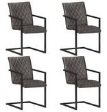 VidaXL Eetkamerstoelen 4 st echt leer grijs