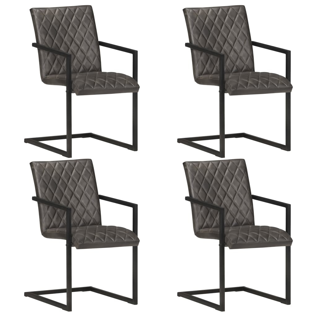 VidaXL Eetkamerstoelen 4 st echt leer grijs