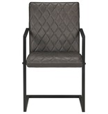 VidaXL Eetkamerstoelen 4 st echt leer grijs