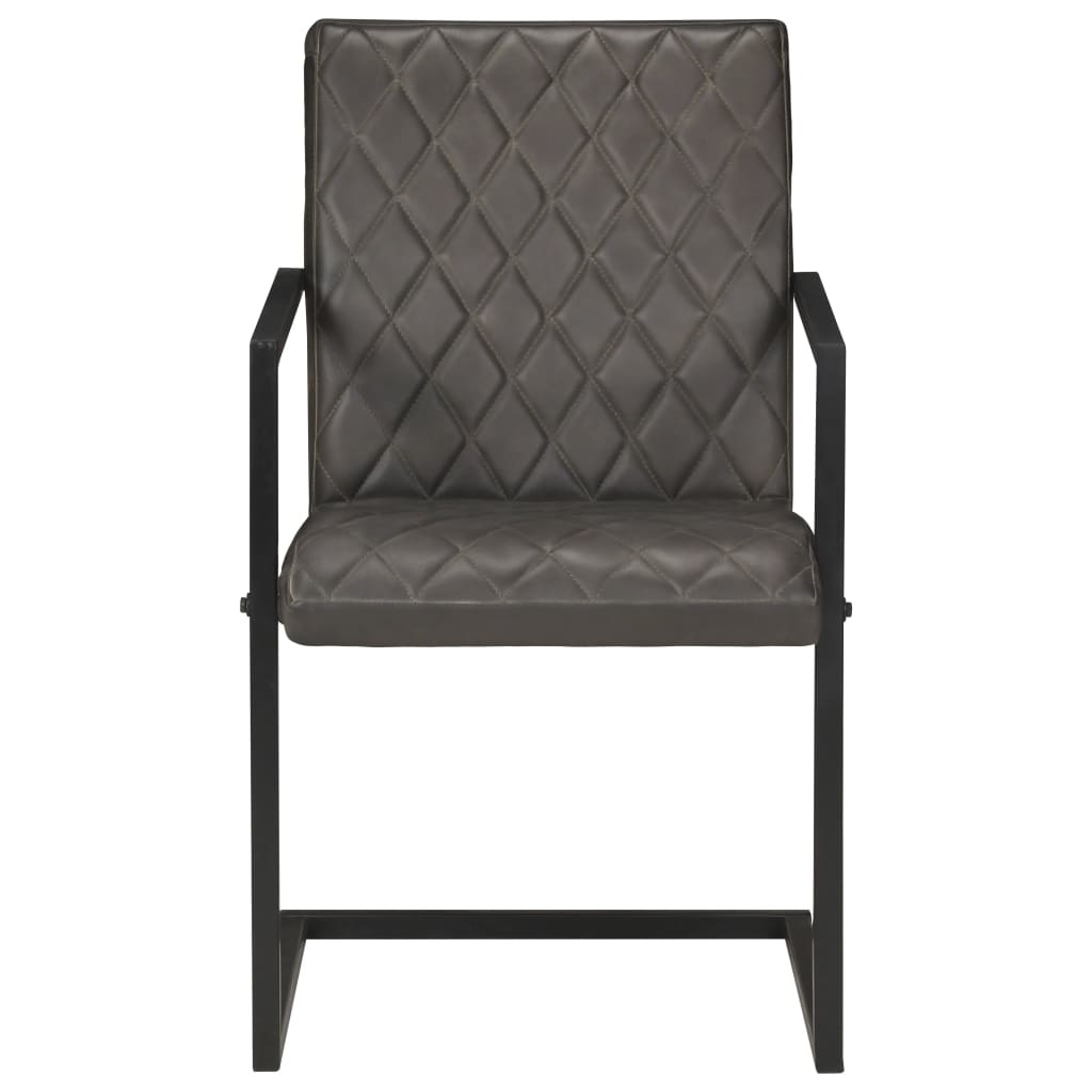 VidaXL Eetkamerstoelen 4 st echt leer grijs