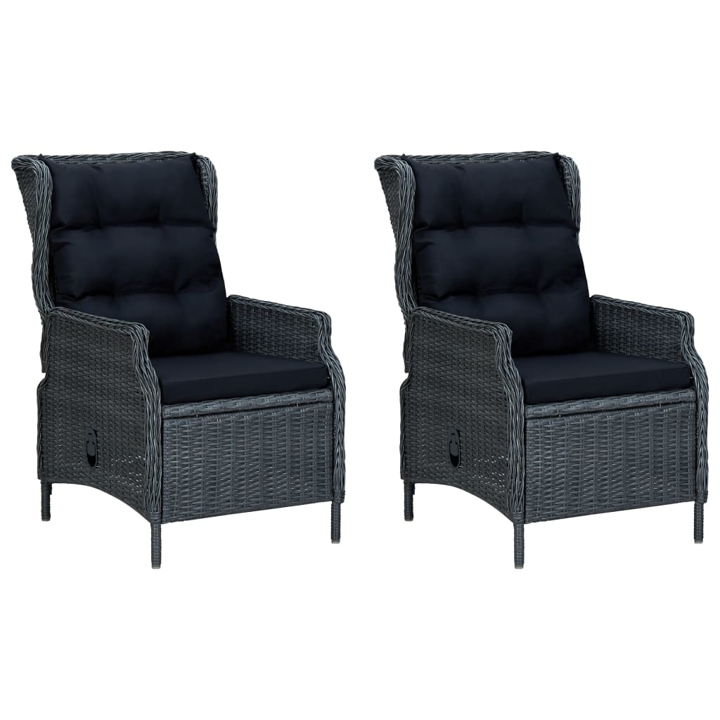 VidaXL 9-delige Tuinset met kussens poly rattan donkergrijs