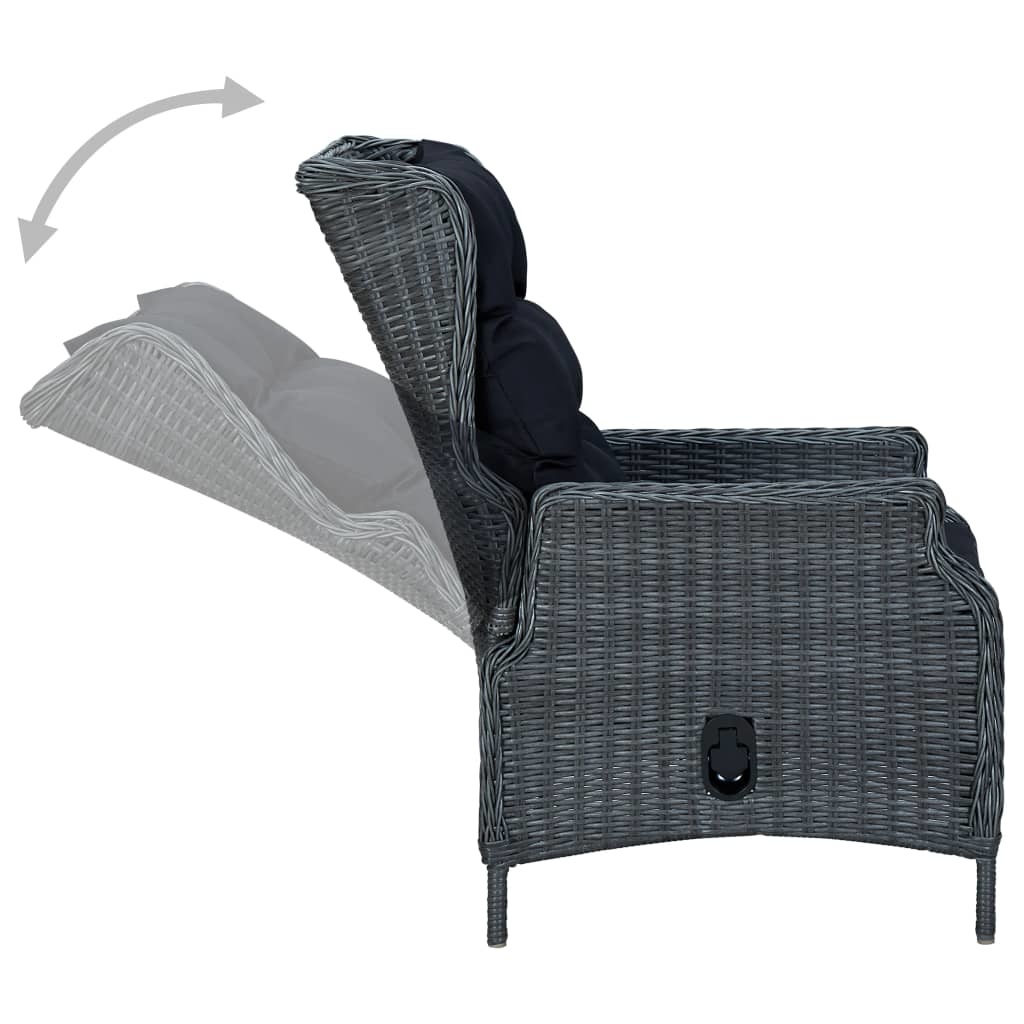 VidaXL 9-delige Tuinset met kussens poly rattan donkergrijs