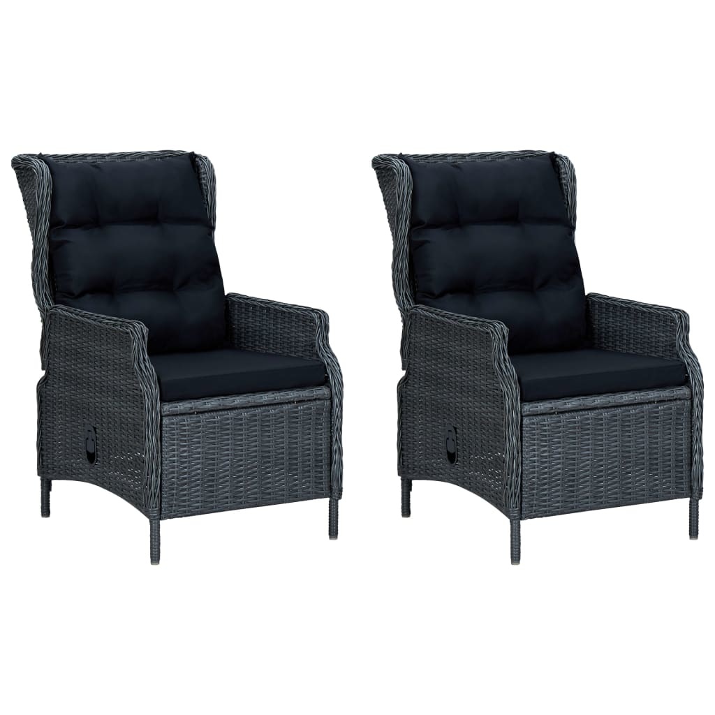 VidaXL 9-delige Tuinset met kussens poly rattan donkergrijs