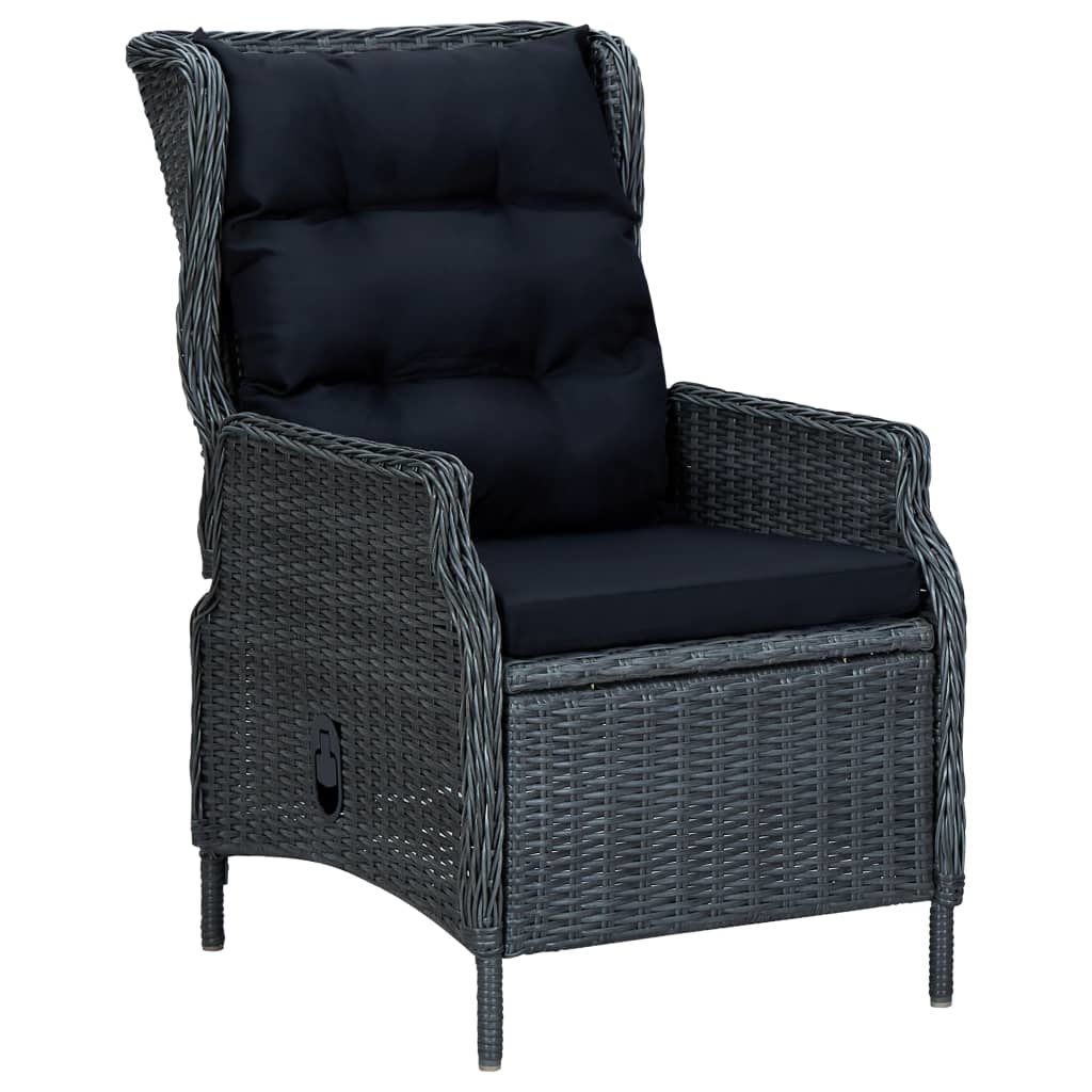 VidaXL 9-delige Tuinset met kussens poly rattan donkergrijs