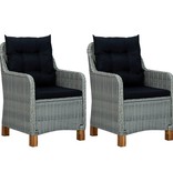 VidaXL 3-delige Loungeset met kussens poly rattan lichtgrijs