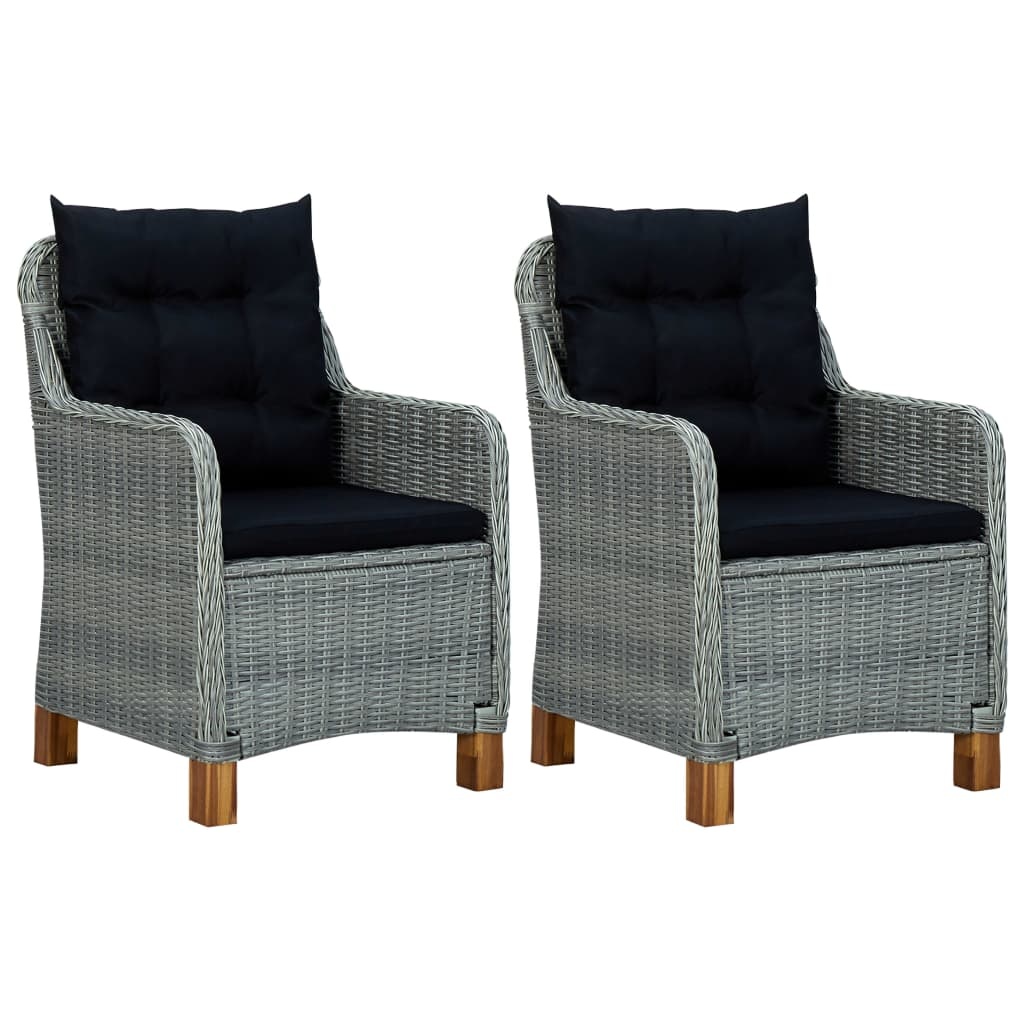 VidaXL 3-delige Loungeset met kussens poly rattan lichtgrijs