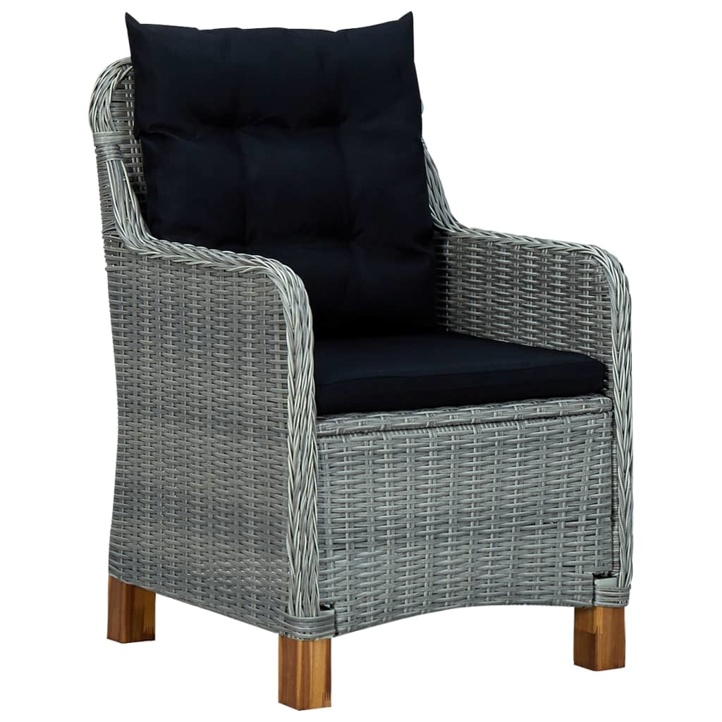 VidaXL 3-delige Loungeset met kussens poly rattan lichtgrijs