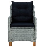 VidaXL 3-delige Loungeset met kussens poly rattan lichtgrijs