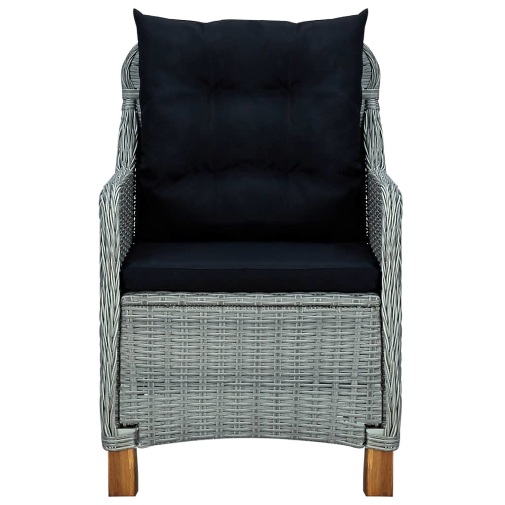 VidaXL 3-delige Loungeset met kussens poly rattan lichtgrijs