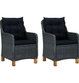 VidaXL 3-delige Loungeset met kussens poly rattan donkergrijs