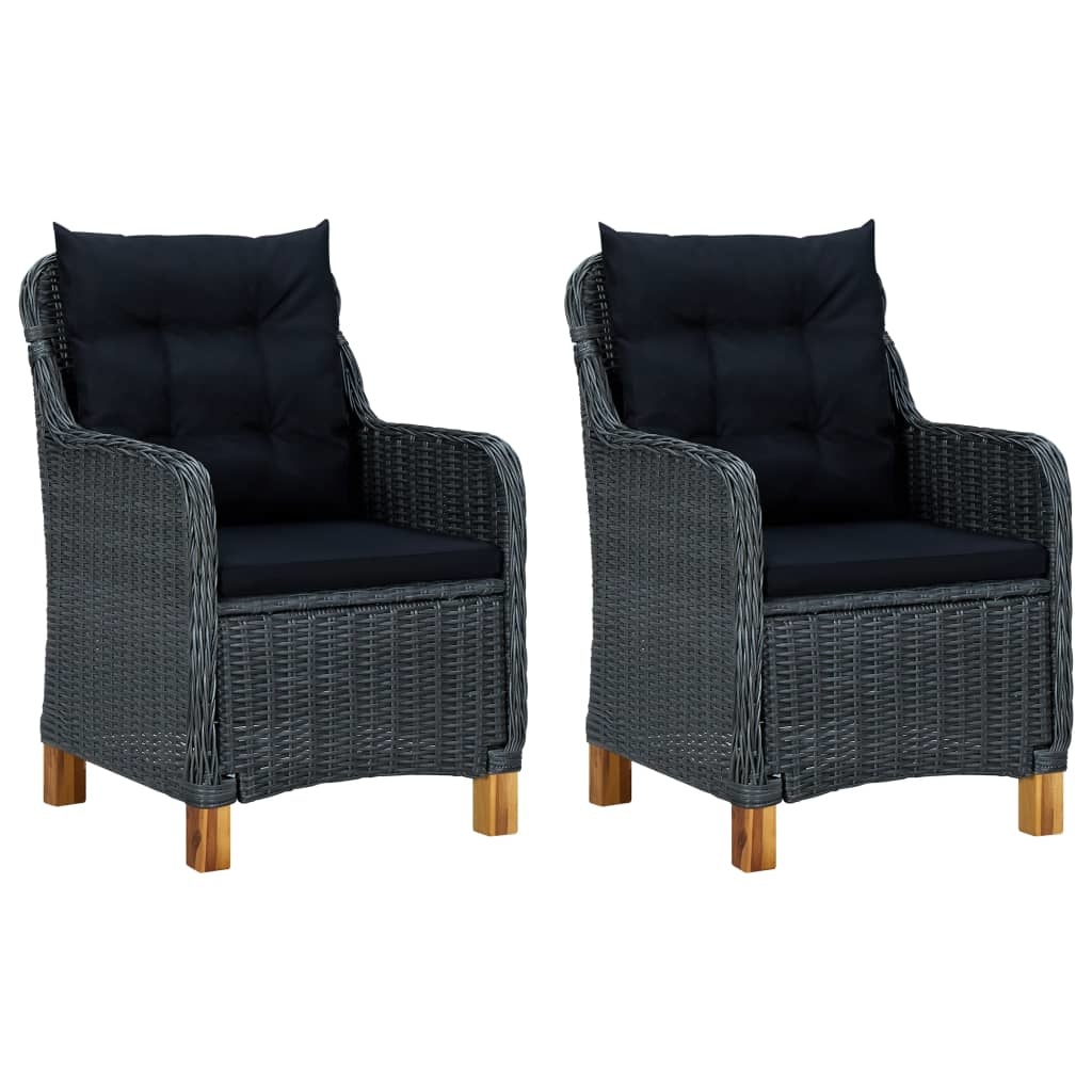 VidaXL 3-delige Loungeset met kussens poly rattan donkergrijs