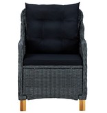 VidaXL 3-delige Loungeset met kussens poly rattan donkergrijs