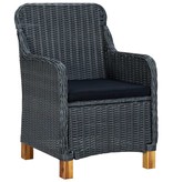 vidaXL 3-delige Loungeset met kussens poly rattan donkergrijs