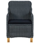 vidaXL 3-delige Loungeset met kussens poly rattan donkergrijs