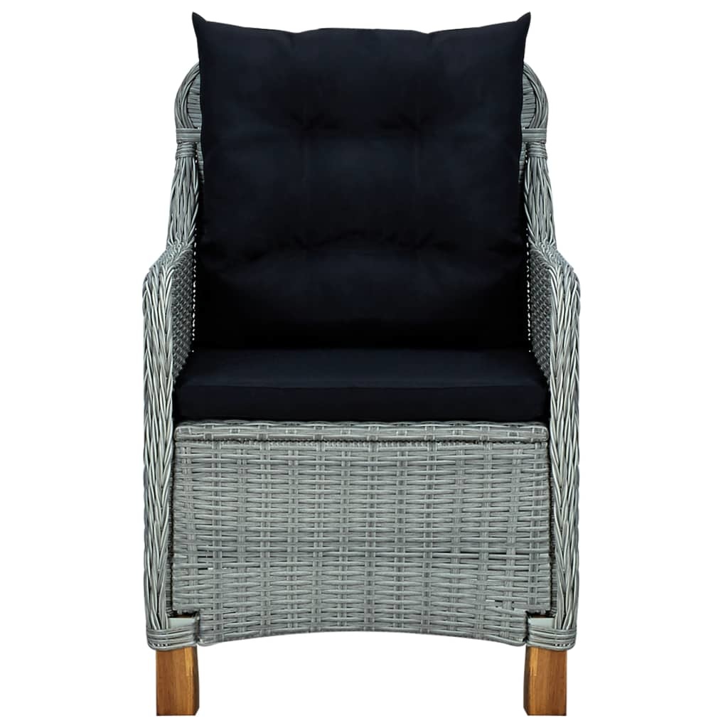 VidaXL 9-delige Tuinset met kussens poly rattan lichtgrijs