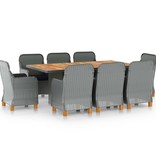 VidaXL 9-delige Tuinset met kussens poly rattan lichtgrijs