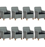 VidaXL 9-delige Tuinset met kussens poly rattan lichtgrijs