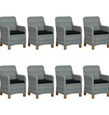 VidaXL 9-delige Tuinset met kussens poly rattan lichtgrijs