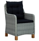 VidaXL 7-delige Tuinset met kussens poly rattan lichtgrijs