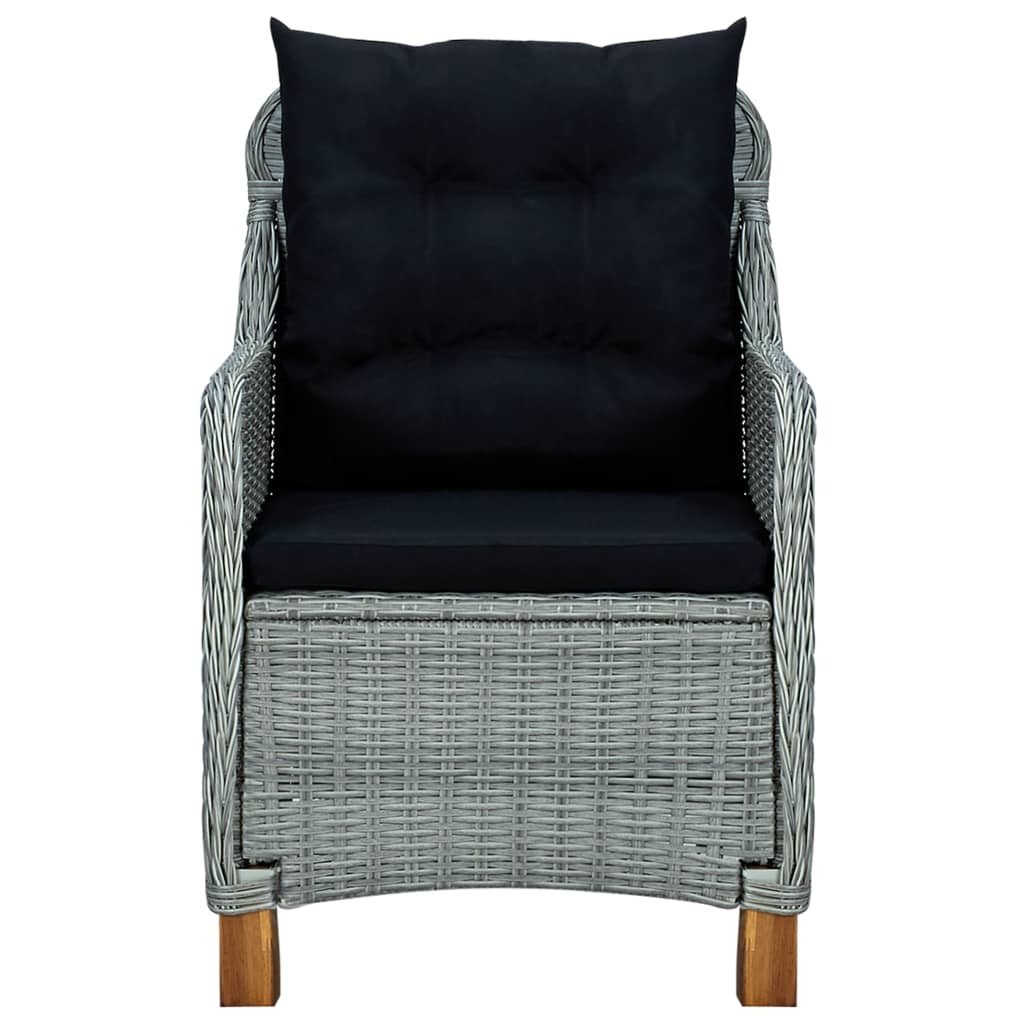 VidaXL 7-delige Tuinset met kussens poly rattan lichtgrijs