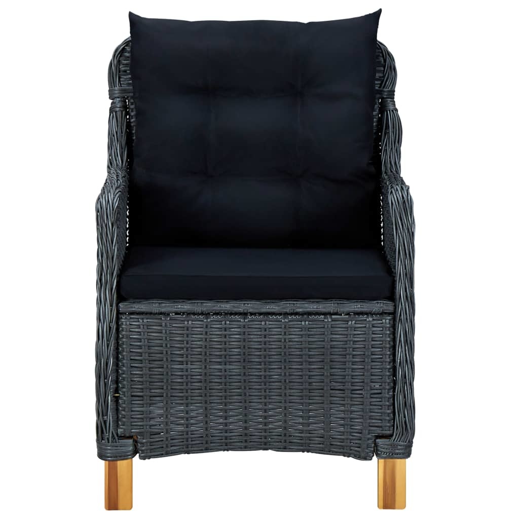 VidaXL 9-delige Tuinset met kussens poly rattan donkergrijs