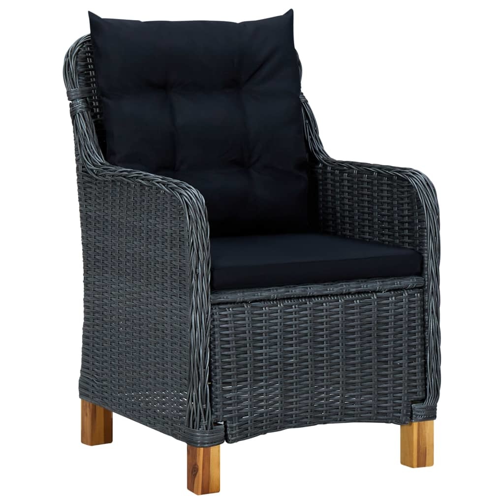 VidaXL 9-delige Tuinset met kussens poly rattan donkergrijs