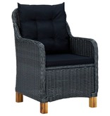 VidaXL 7-delige Tuinset met kussens poly rattan donkergrijs