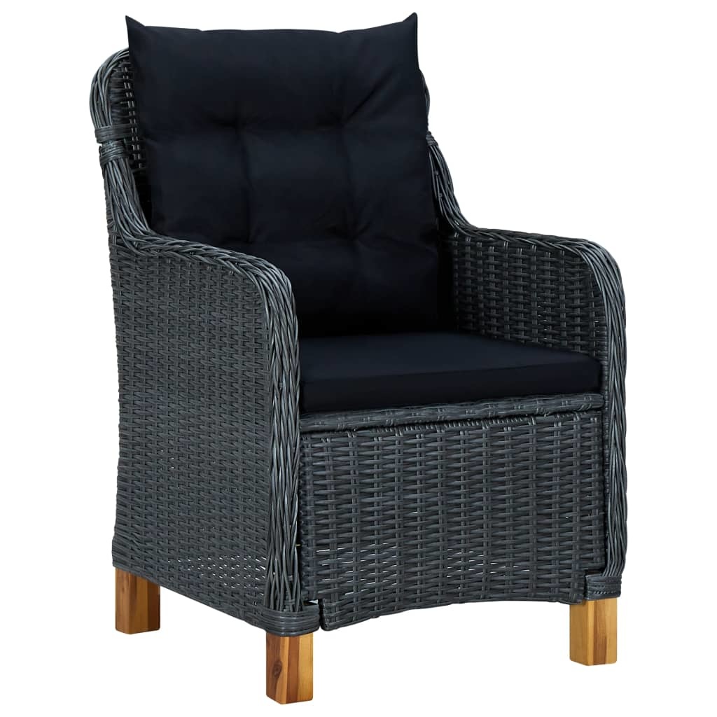 VidaXL 7-delige Tuinset met kussens poly rattan donkergrijs