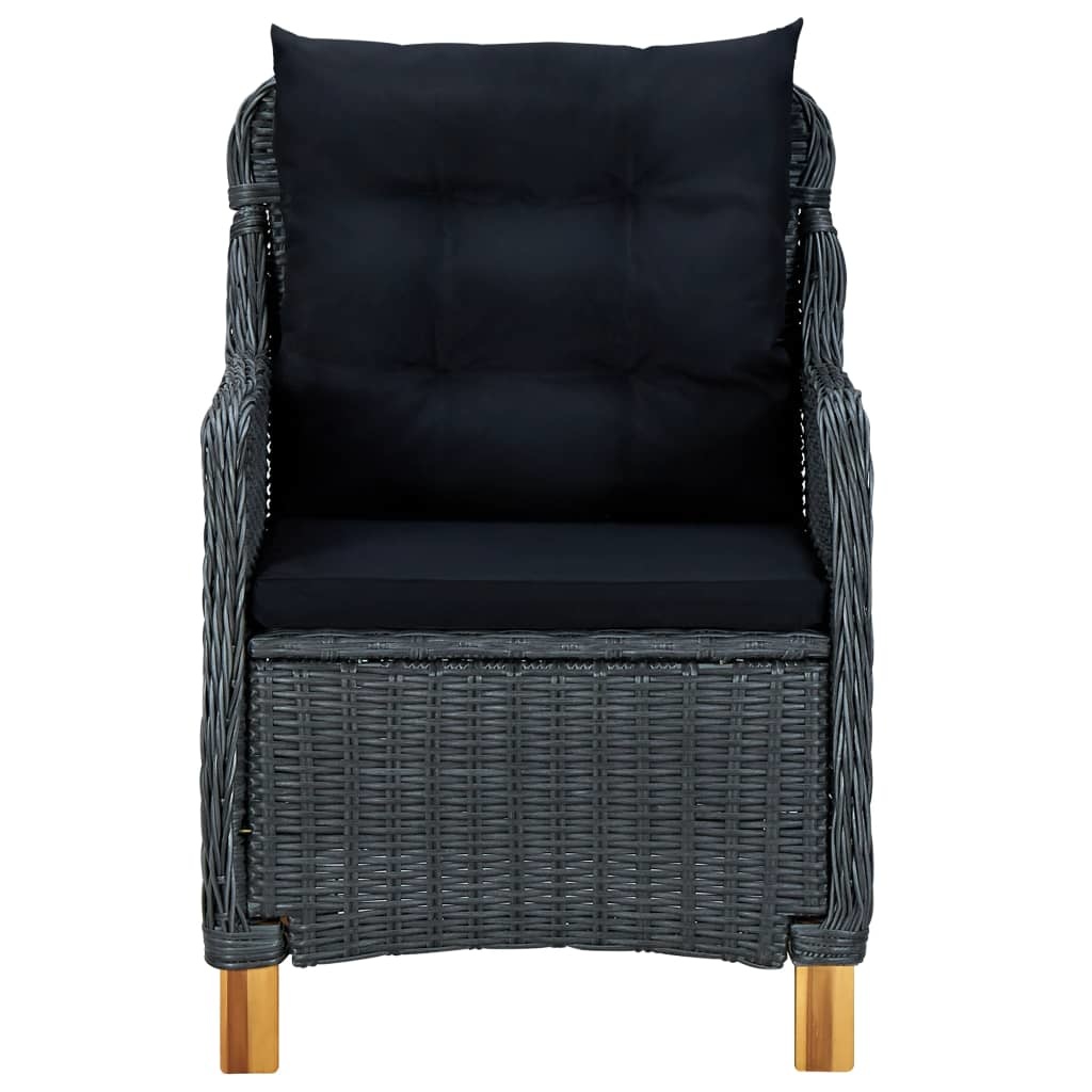 VidaXL 7-delige Tuinset met kussens poly rattan donkergrijs