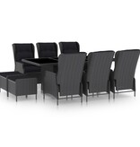 VidaXL 9-delige Tuinset met kussens poly rattan donkergrijs