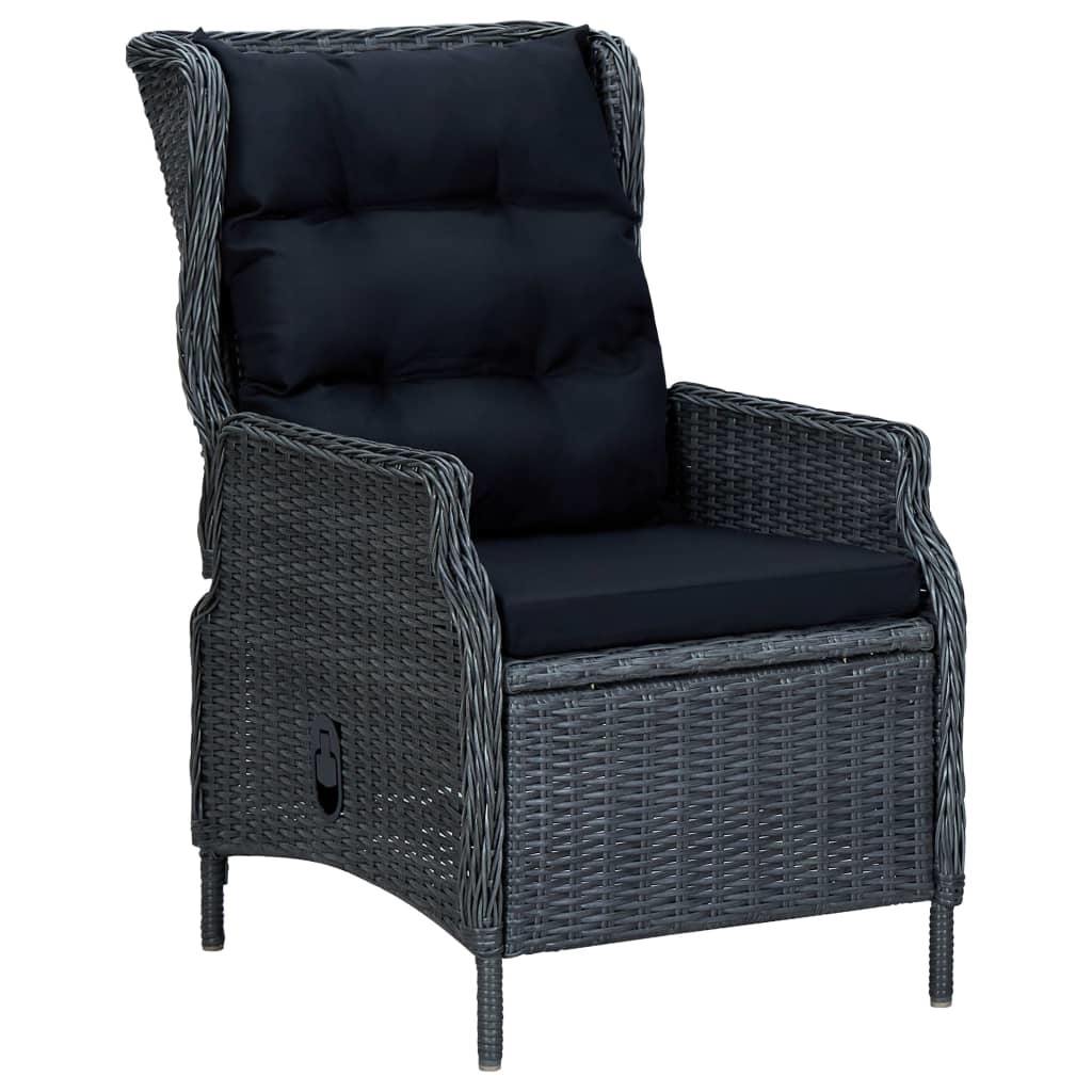 VidaXL 9-delige Tuinset met kussens poly rattan donkergrijs