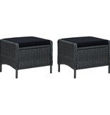 vidaXL 3-delige Loungeset met kussens poly rattan donkergrijs