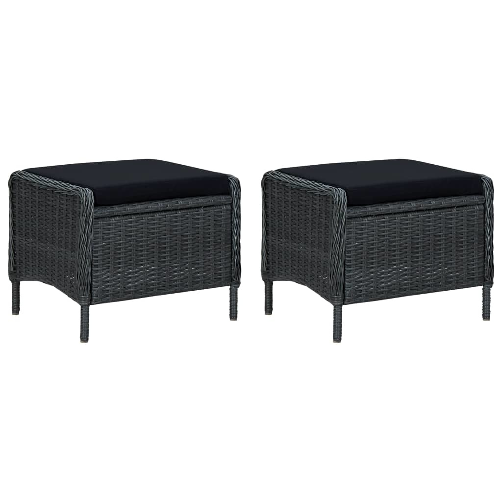 VidaXL 3-delige Loungeset met kussens poly rattan donkergrijs