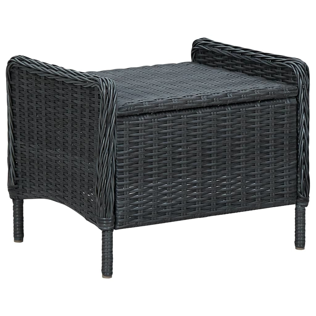 vidaXL 3-delige Loungeset met kussens poly rattan donkergrijs