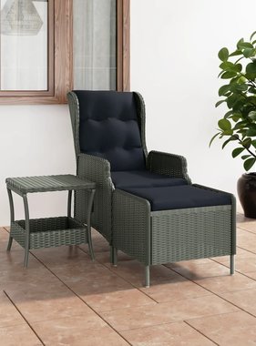VidaXL 2-delige Loungeset met kussens poly rattan lichtgrijs