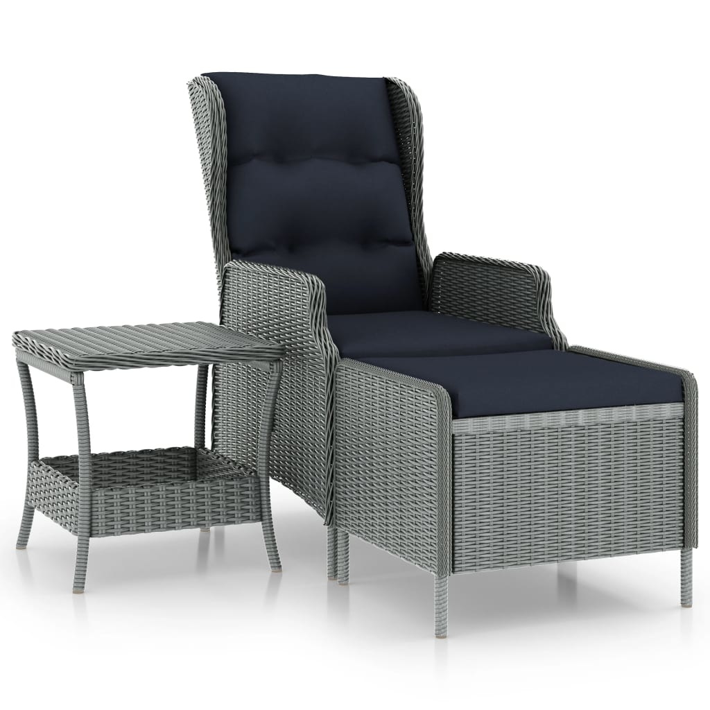 VidaXL 2-delige Loungeset met kussens poly rattan lichtgrijs