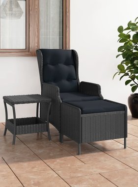VidaXL 2-delige Loungeset met kussens poly rattan donkergrijs